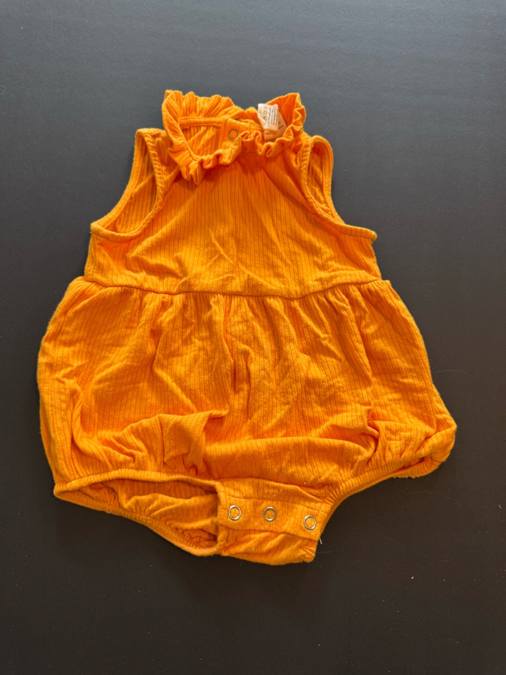 kate quinn Orange Ruffled Neck Bubble Romper